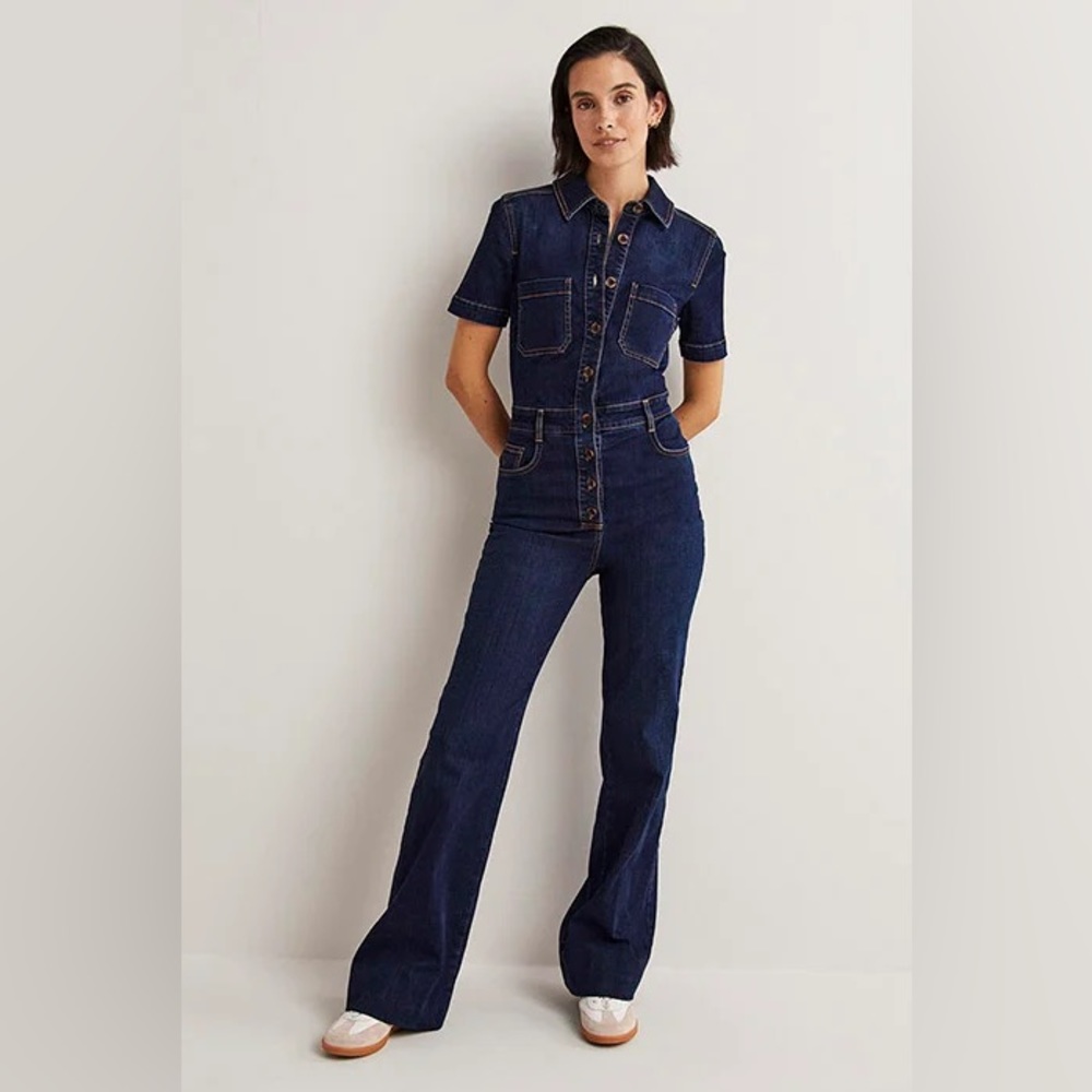 Boden Bootcut Denim Jumpsuit